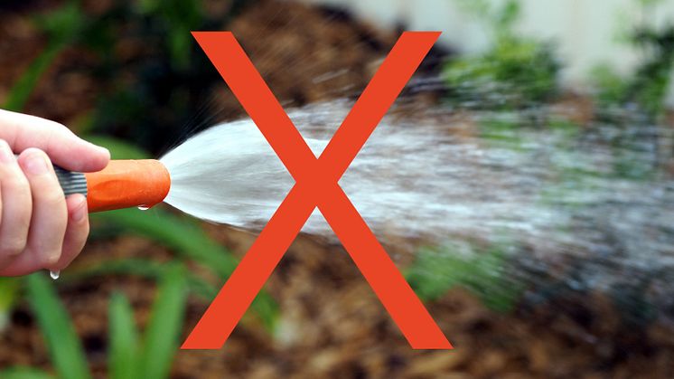 Under bevattningsförbud är det förbjudet att vattna gräsmattor, blommor eller annan växtlighet med vattenslang eller vattenspridare