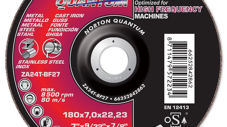 Norton Quantum HF navrondell för högfrekventa vinkelslipar – 180 mm