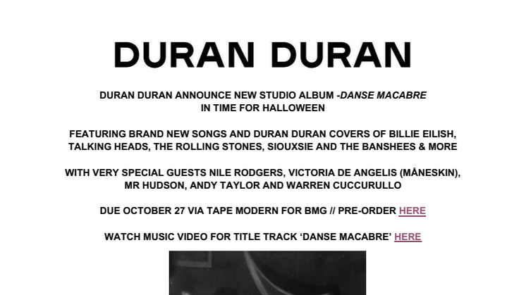 Duran Duran "Danse Macabre" - engelsk pressrelease
