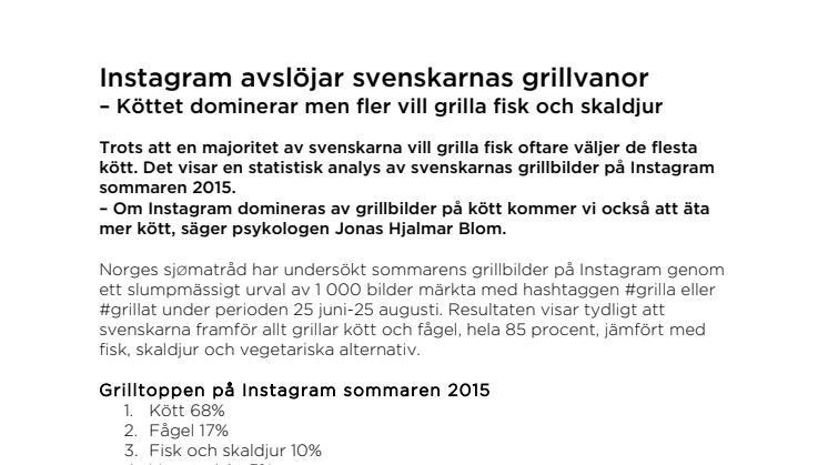 Instagram avslöjar svenskarnas grillvanor – köttet dominerar men fler vill grilla fisk och skaldjur