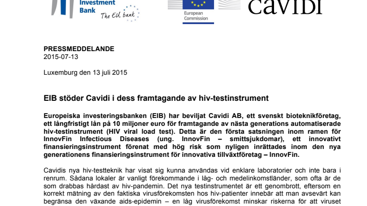 Cavidi får lån på 10 miljoner euro från EIB