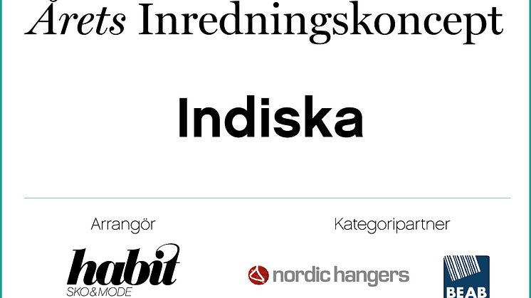 INDISKA nominerat till årets inredningskoncept i habit Modegalan  