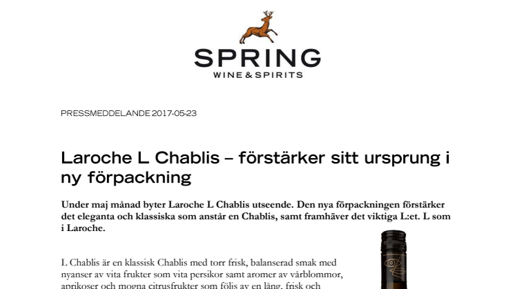 Laroche L Chablis – förstärker sitt ursprung i ny förpackning 