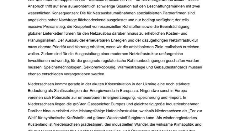 Positionspapier zur Landtagswahl in Niedersachsen der ARGE Energiegemeinschaft