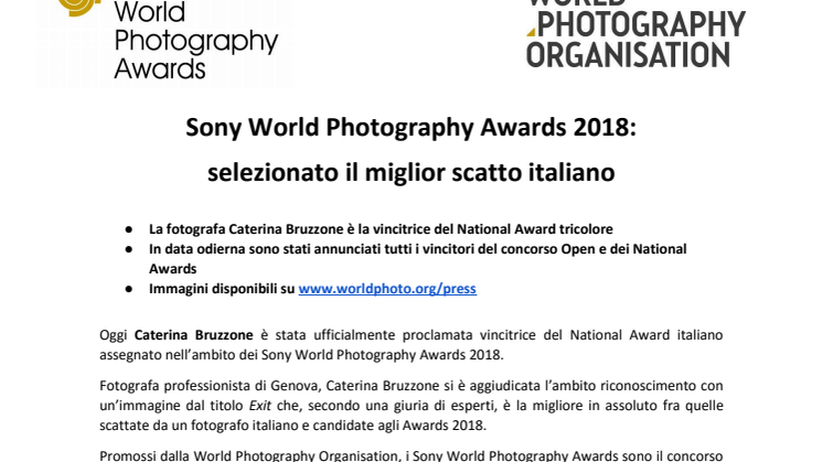 Sony World Photography Awards 2018: selezionato il miglior scatto italiano