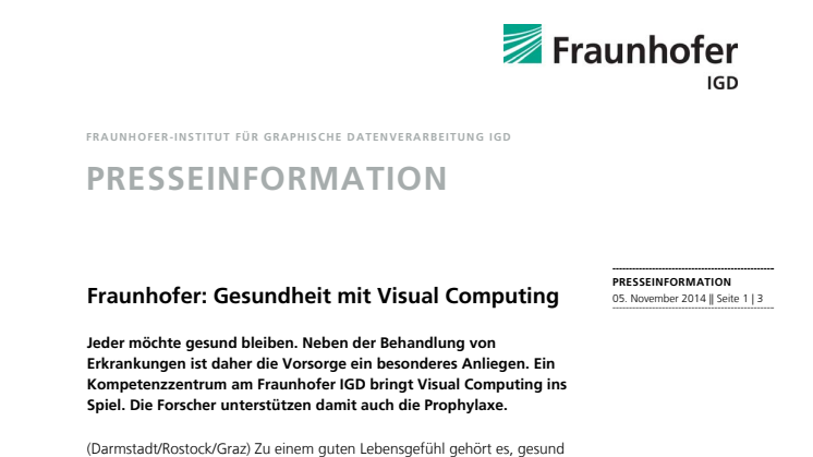 Fraunhofer: Gesundheit mit Visual Computing