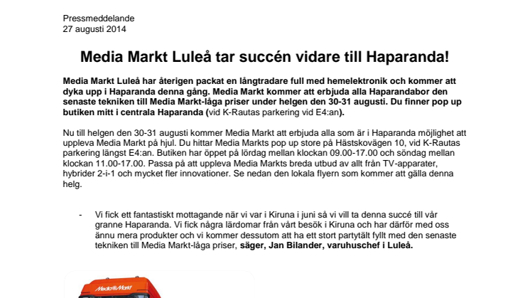 Media Markt Luleå tar succén vidare till Haparanda!