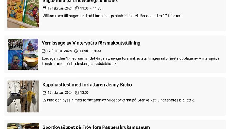 Besökswebben visitlindesberg.se ska vara den mest kompletta evenemangskalendern för vad som händer dag för dag i Lindesbergs kommun.