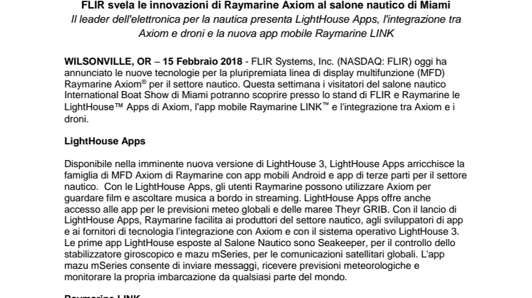 Raymarine: FLIR svela le innovazioni di Raymarine Axiom al salone nautico di Miami