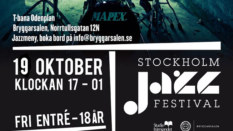 Affischen för Stockholm Jazz Festival i Bryggarsalen den 19/10 