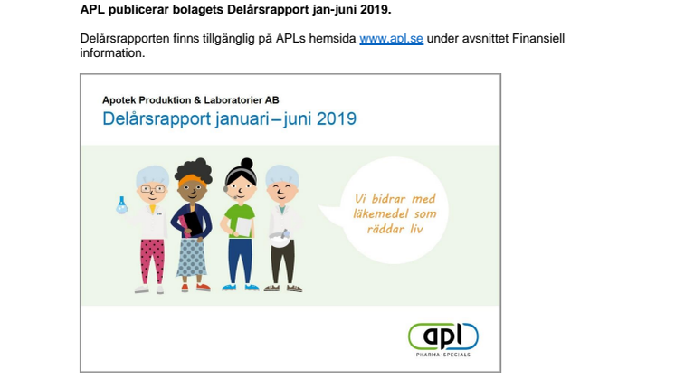 APL publicerar Delårsrapport 2019