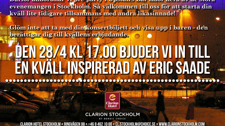 Eric Saade på Clarion Hotel Stockholm