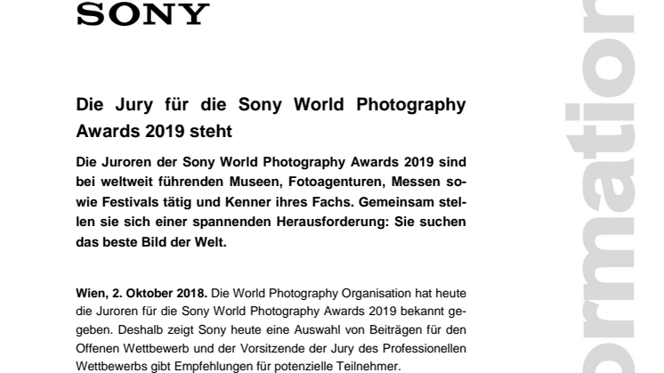 Die Jury für die Sony World Photography Awards 2019 steht