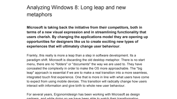 Analyzing Windows 8: Long leap and new metaphors
