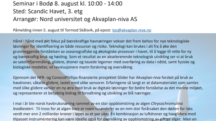 Program seminar blå næringer Bodø august 2019