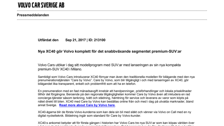 Premiär för Volvo Cars nya kampanj om XC40 på TV4 ikväll