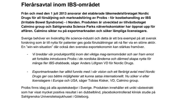 Flerårsavtal inom IBS-området 