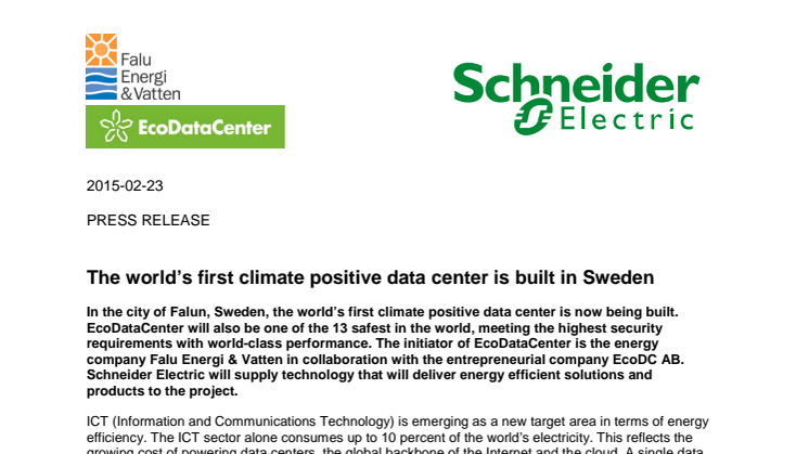 The world’s first climate positive data center is built in Sweden