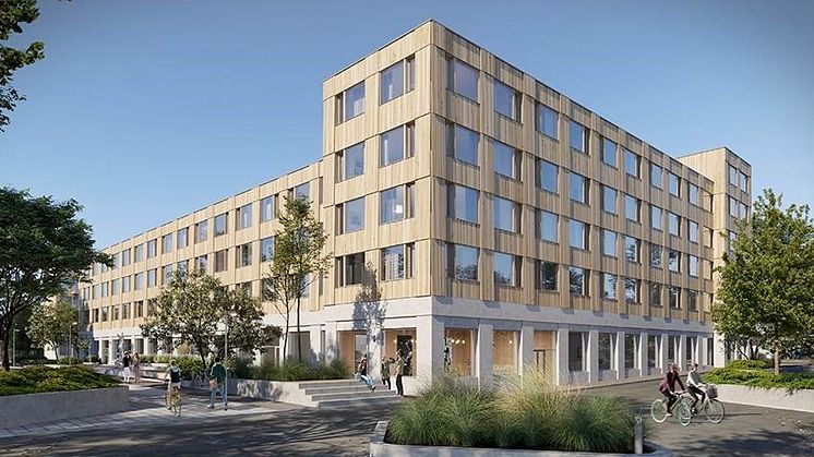 Visionsbild för kvarteret som Hökerum Bygg ska bygga i Selma stad i Göteborg