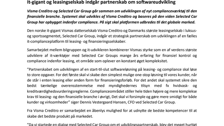 Selected Car Group og Visma Creditro partnerskab_PRESSEMEDDELELSE.pdf