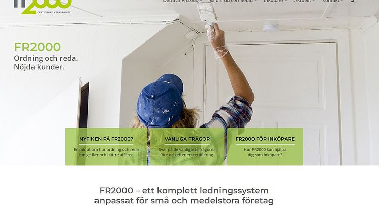 FR2000 - Ledningssystem för små och medelstora företag - likvärdigt ISO Certifikat
