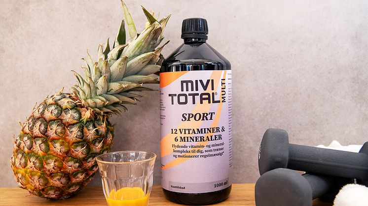 Mivitotal Sport indeholder 12 vitaminer og 6 mineraler.