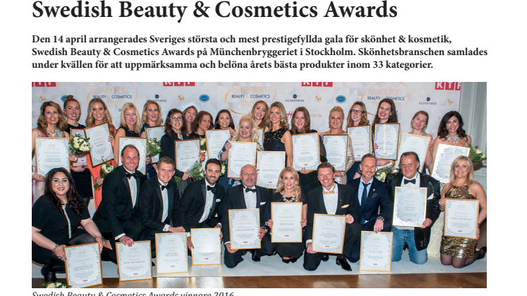 Glitter och glamour på årets Swedish Beauty & Cosmetics Awards