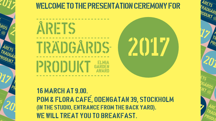 Press Invitation: Welcome to the presentation ceremony for the Elmia Garden Award 2017 