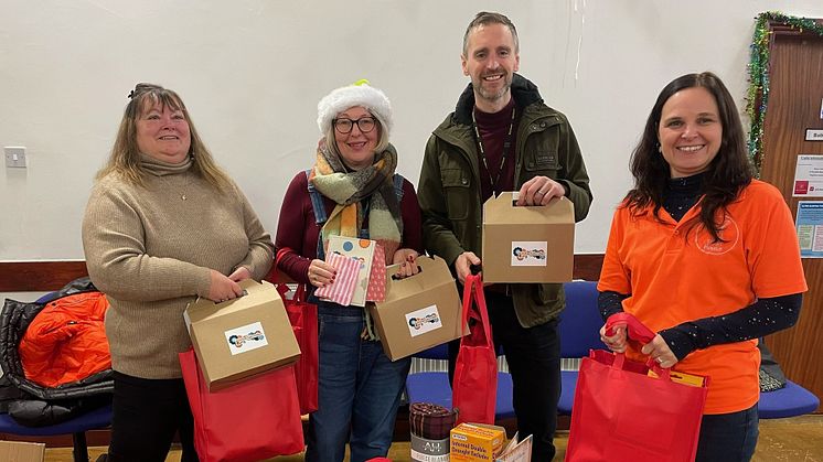 Trust House was one of the organisations to have distributed the packs - Katie Jenkinson (right) is pictured making up the packs with Joanne Smith (Public Health); Jane Straccia (former Six Town Housing); Jon Hobday, Bury’s Director of Public Health