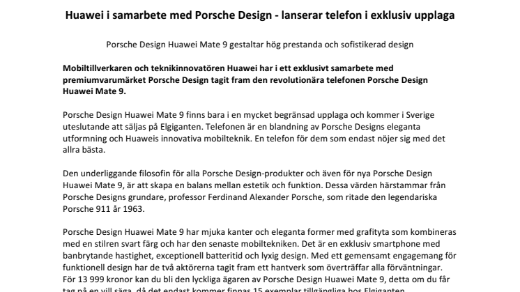 Huawei i samarbete med Porsche Design - lanserar telefon i exklusiv upplaga