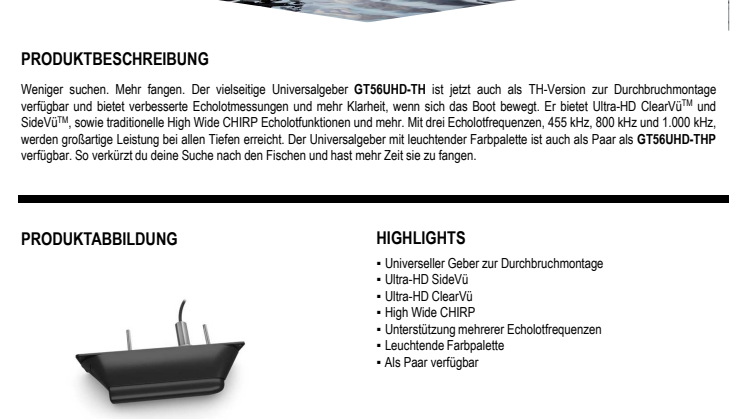 Datenblatt Garmin GT56-Durchbruchgeber