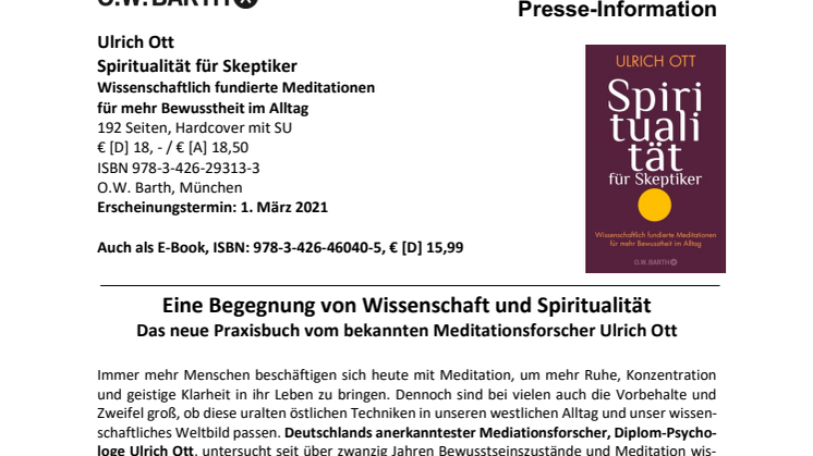 Presseinformation Ott "Spiritualität für Skeptiker"