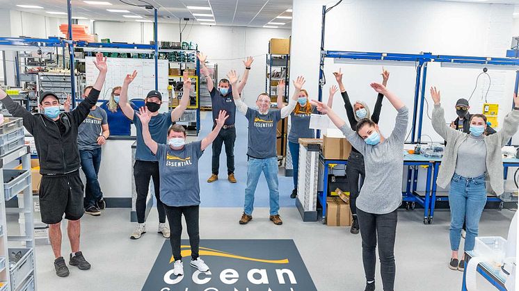 Hi-res image - Ocean Signal - Ocean Signal production workers at the company's new factory facility in Margate, UK