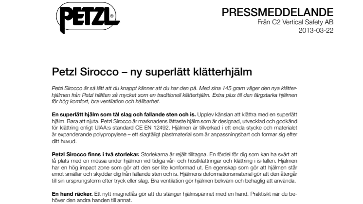Petzl Sirocco – ny superlätt klätterhjälm