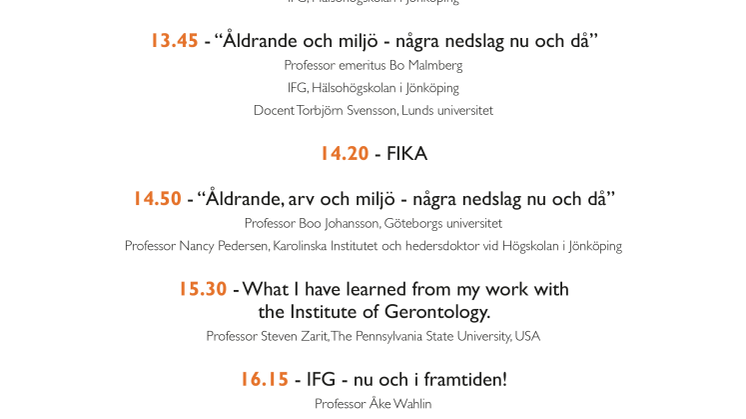 Institutet för Gerontologi vid Hälsohögskolan i Jönköping fyller 45 år