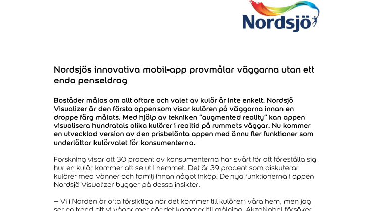 Nordsjös innovativa mobil-app provmålar väggarna utan ett enda penseldrag