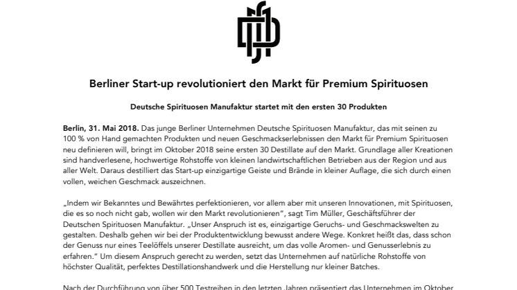 Berliner Start-up revolutioniert den Markt für Premium Spirituosen