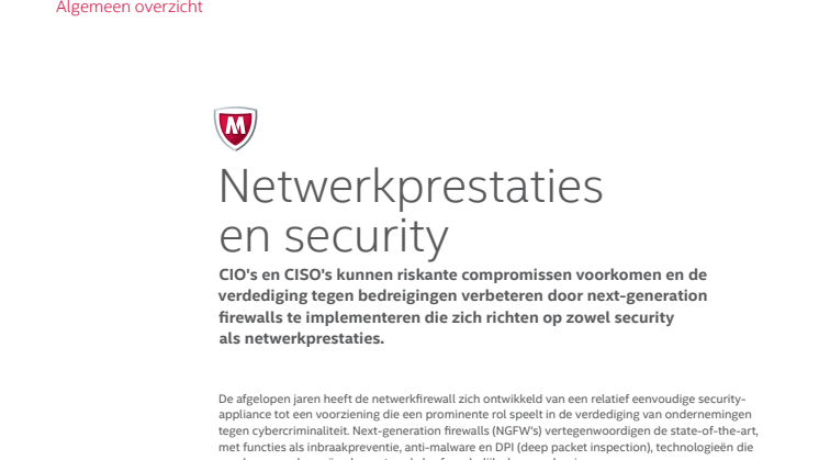 McAfee rapport: Network Performance and Security (samenvatting)