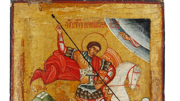 Russian icon depicting St George and the dragon