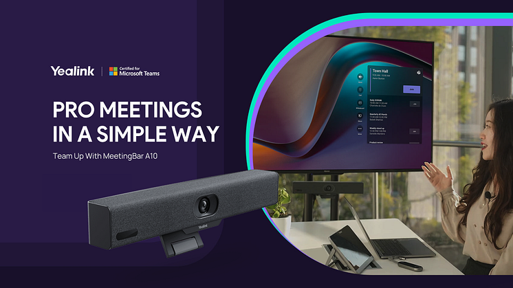 Yealink A10 MeetingBar er utviklet for effektive videokonferanser i huddlerom og mindre møterom som vil være den nye standarden i løpet av 2025. Du får hele porteføljen til Yealink hos CBK.