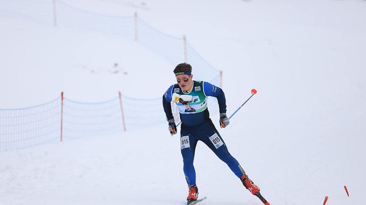 Jonatan Ståhl, elitidrottsstudent i skidorientering, under världscuptävlingar i Österrike januari 2023. Foto: Rainer Burmann