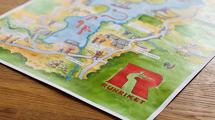 Runrikets nya karta är illustrerad av Mats Vänehem. På ett roligt och påhittigt sätt ska den visa Runrikets olika delar, särskilt för yngre besökare.