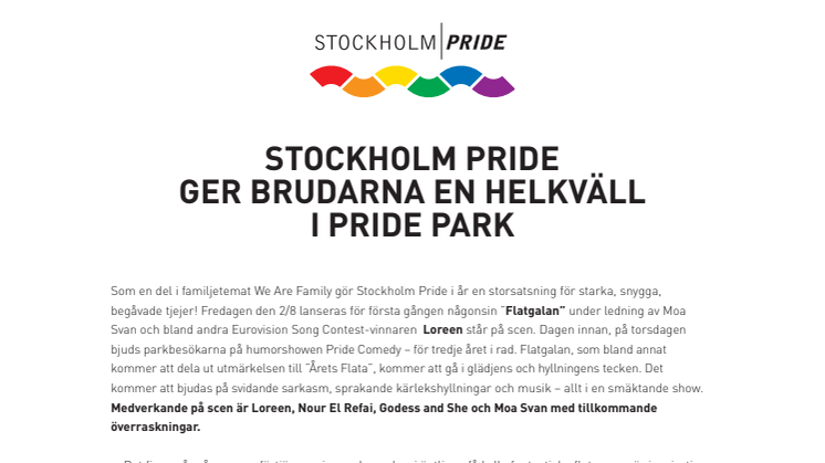 Stockholm Pride ger brudarna en helkväll i Pride Park