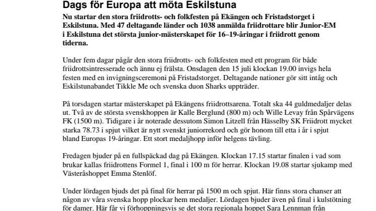 Dags för Europa att möta Eskilstuna 