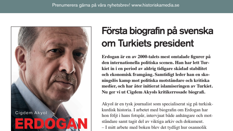 Första biografin på svenska  om Turkiets president