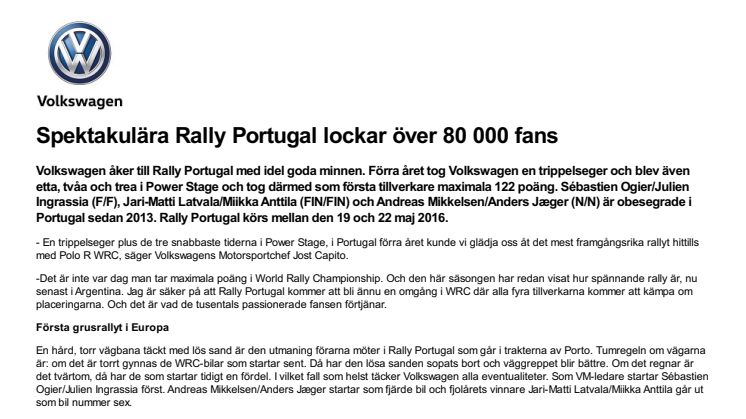 Spektakulära Rally Portugal lockar över 80 000 fans