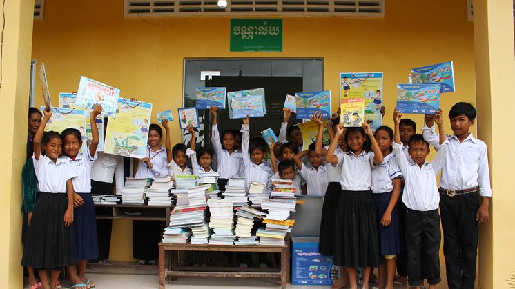 Barn på Svay Thum Primary School i Svay Chrum, Kratieprovinsen, Kambodja