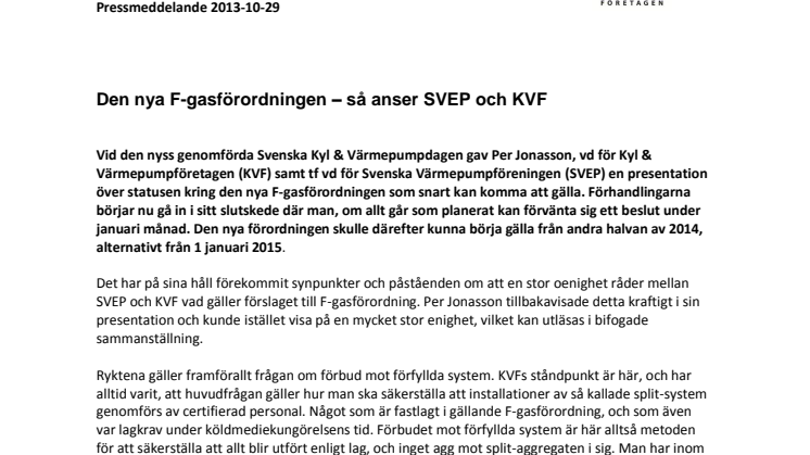 Den nya F-gasförordningen – så anser SVEP och KVF