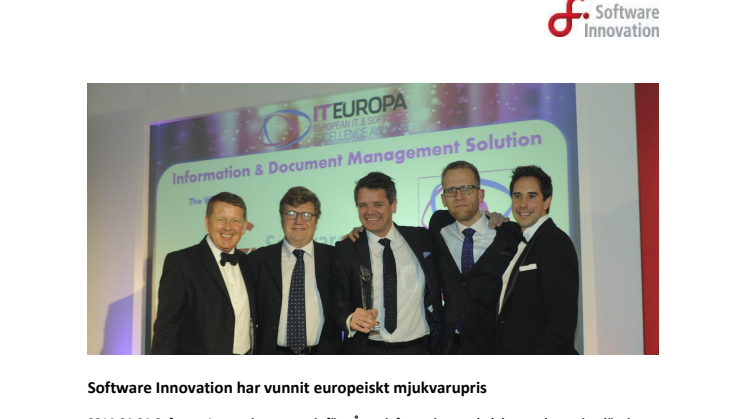 Software Innovation har vunnit europeiskt mjukvarupris