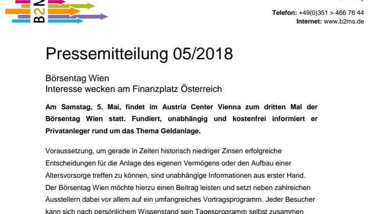 Börsentag Wien - Interesse wecken am Finanzplatz Österreich 